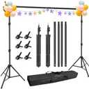 Hemmotop Photo Backdrop Stand, 10x7ft (WxH) Background Stand for Photoshoot, Adjustable Backdrops Support kit with Carry Bag for Parties, Photography, Projector Screen, Wedding, Decoration, Balloons