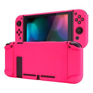 eXtremeRate PlayVital Cover for Nintendo Switch, Protective Case Protector for Switch - Shock-Absorbent Anti-Scratch Dockable Easy to Install Durable Hard Shell Game Accessories, Bright Pink