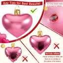Jetec 4 Pcs 17" Heart Inflatable Ornament with Glitter Cloth Cover, Large PVC Heart Blow up Ornaments Blow Ball for Yard Outdoor Lawn Porch Decor(Pink)