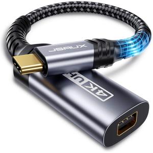JSAUX USB C to Mini DisplayPort Adapter 4K@60Hz, Type C to Mini Display Port Cable, Compatible with MacBook Pro 2019 2018, Dell XPS, Samsung Galaxy S21 S20 Plus(Not for Thunderbolt 2)-Grey