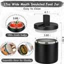 Pawtong 19oz Insulated Vacuum Food Jar with Buckle Lid Wide Mouth Soup Thermo for Hot Food Kids Leakproof Stainless Steel Lunch Container- Black-1Pack