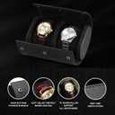 ROSELLE Watch Roll Travel Case for Men and Women- 2 Watch Storage and Organizer-Secure Storage with Innovative Removable Pillows & Solid Dividers for Home, Travel and Display (Black Cross-2 Slot)