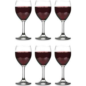 Vikko 8.5 Ounce Small Glasses Set of 6, Fancy Red and White Glass, Durable Stem, Copas De Vino Dishwasher Safe
