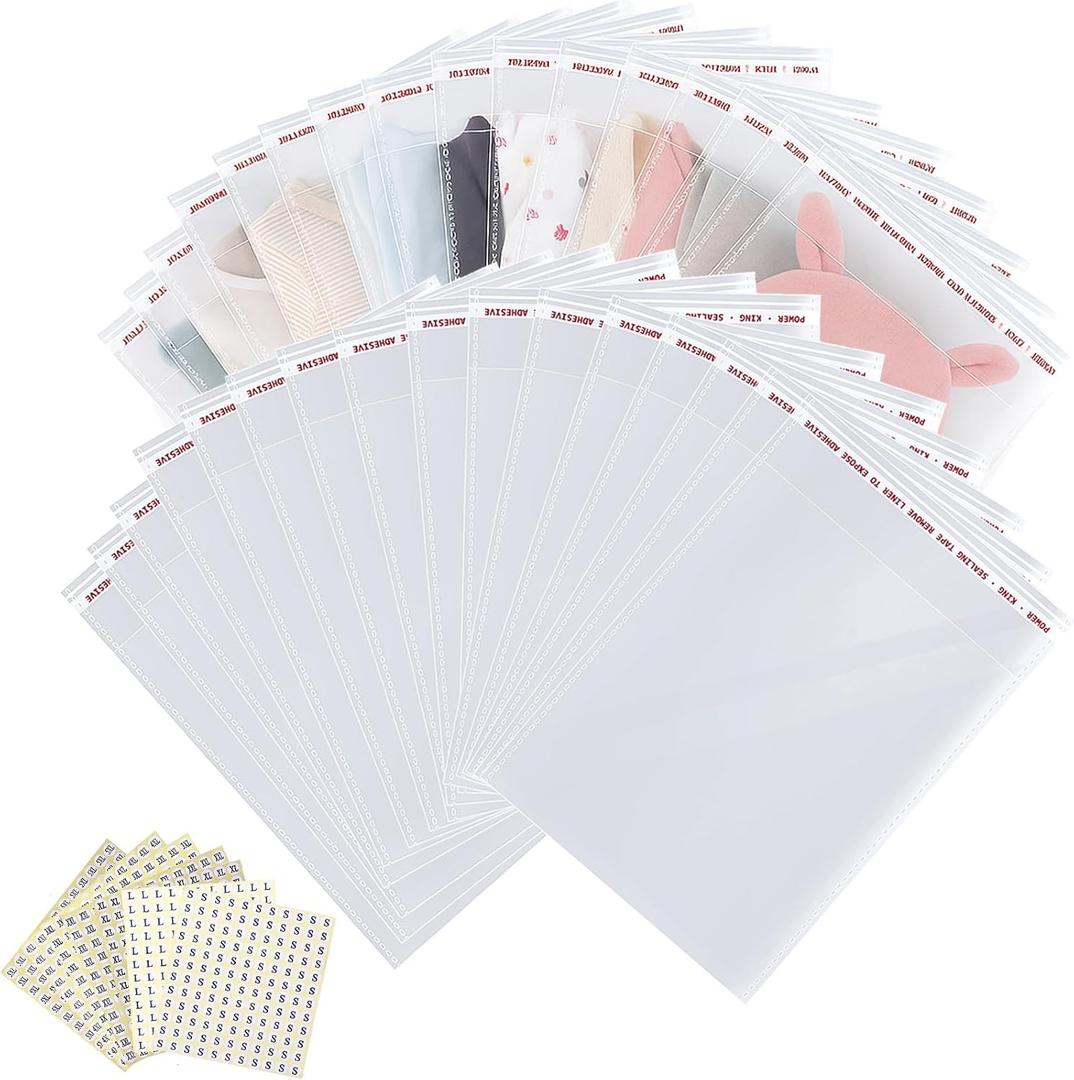 12 x 16 inches Large Resealable Cellophane Bags 800 pcs Self Sealing for Packaging Products Self-adhesive Cello Bag for Clothes, T-shirts, Pants and Gifts, 800 ct in Bulk