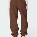 LOMON Sweatpants Women Fleece Joggers Wide Leg Sweat Pants Baggy Gym Sweatpant Winter Spring Drawstring Clothes with Pockets (Brown, S)