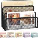 SUPEASY Mail Organizer for Desk, Mesh Metal Mail Holder Countertop with 3-Slot, Letter Sorter File Holder, Office Envelope Organizer for Mails (Black)