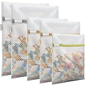 Prezon upgrade mesh 5 Pack Mesh Laundry Bags for Delicates, (2L+2M+S) Washing Machine Wash Bags, Reusable and Durable Mesh Wash Bags for Blouse, Hosiery, Underwear, Bra, Lingerie Baby Clothes