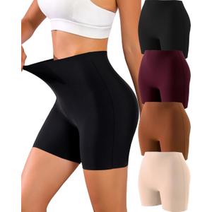 Knowyou Womens Seamless Boy Shorts Underwear No Show Boxer Briefs Stretch High Waisted Panties for Ladies Shorts Anti Chafing (L)