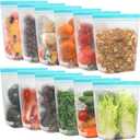 12 Pack Reusable Gallon Freezer Bags, Dishwasher Safe BPA Free Food Storage Bags, Extra Thick Leakproof Plastic Ziplock Bags for Meal Prep Fruits Sandwich Snack
