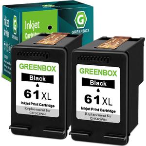 GREENBOX 61XL Black Ink Cartridges Combo Pack Replacement for HP 61 Ink for Envy 4500 5530 4502 Officejet 4630 4635 Deskjet 1000 1010 Printer, 2 Pack