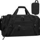 Gym Duffle Bag for Women Men 40L Waterproof Sports Travel Duffel Bags with Shoe Compartment,Wet Pocket Large Weekender Overnight with Toiletry Bag,Black
