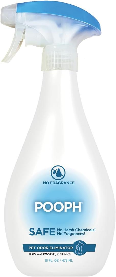 POOPH Pet Odor Eliminator Spray 16oz Fragrance Free Odor Remover for Dogs and Cats Urine Poop Pee Deodorizer for Carpet Furniture and Litter Box, 16 oz