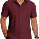 COOFANDY Men's Dress Shirts Short Sleeve Button Down Shirt Business Casual Wrinkle Free Summer Shirts, L