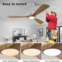 QUTWOB 52" Wood Ceiling Fan with Lights Remote Control,Quiet DC Motor 3 Blade Ceiling Fans for Patio Living Room, Bedroom, Office,Indoor Outdoor(Raw wood+White)