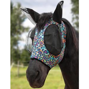 Harrison Howard Stretch Fly Mask with Forelock Opening and Patterns Comfortable Breathable Snug Fitting Horse Fly Mask Leopard L