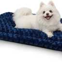 Washable Dog Bed Mat Reversible Dog Crate Pad Soft Fluffy Pet Kennel Beds Dog Sleeping Mattress for Large Jumbo Medium Small Dogs, 29 x 18 Inch, Blue