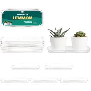 Pack of 5 Rectangular 9x4 Inch Clear Thick Plastic Plant Trays, Sturdy Heavy Duty Saucer Drip Trays for Pots, Indoor/Outdoor Use, Window Sill Water Catcher