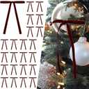 SIMISI RIBBON 24Pcs Burgundy Christmas Velvet Ribbon Bows Decorations Xmas Ornaments Vintage Decor for Tree, Wreath, Garland (3/8'' Width, 5 * 7 inch)