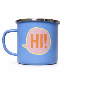 HI!  Funny Bernese Mountain Dog Lover Pet Owner Idea - 12 Oz Blue Stainless Steel Camping Mug