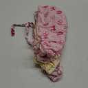 Jadive 6Pcs Satin Lined Working Hat Coquette Bow Scrub Cap Adjustable Pink Tie Back Bouffant Hat with Button for Doctor Nurse