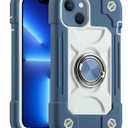 MARKILL Compatible with iPhone 14 Case/iPhone 13 Case 6.1 Inch with Built-in 360Rotating Ring Stand, Military Grade Drop Protection Full Body Rugged Heavy Duty Durable Cover Blue