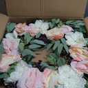 National Tree Company Artificial Spring Wreath, Woven Branch Base, Decorated with Rose and Peony Flower Blooms, Leafy Greens, Spring Collection, 24 Inches
