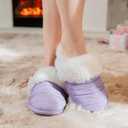 Women's Fuzzy House Slippers with Memory Foam Warm Plush Slipper for Indoor (7-7.5, Lilac)