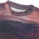 SOFIA'S CHOICE Women's Tie Dye Sheer Crop Tops Mesh Mock Neck Long Sleeve T Shirt Brown X-Large (Brown, XL)