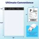 Fuxury 100 Pcs 12x15.5" Poly Mailers with 4x6" Thermal Labels, Waterproof Mailing Envelopes & Stickers for Clothing, Strong Adhesive Poly Shipping Postage Bags for Business (White)