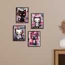 Cat Posters Graffiti Wall Art Canvas Prints,Funny Bathroom Art Decor Girls Bedroom Anime Wall Decor Set of 4 (8"x10",Unframed).