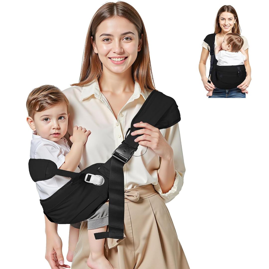 Baby Carrier Newborn to Toddler,Adjustable & Lightweight Baby Sling Carrier,Toddler Carrier 25-60 lbs,Ideal for Home,Shopping,and Travel (Black)