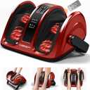 FSA HSA Eligible Foot Massager with Heat, 3-Heating Shiatsu Foot Massager for Circulation and Pain Relief, Deep Kneading Rolling for Calf-Leg-Arm Relaxation, Plantar Fasciitis, Neuropathy (Red)