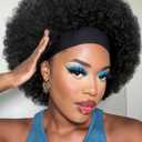 quickwig Afro Headband Wig Natural Black Short Afro Kinky Curly Wigs with Headbands Attached Glueless Synthetic Wear and Go for Black Women Fluffy Bouncy Afro Wigs for Daily Party