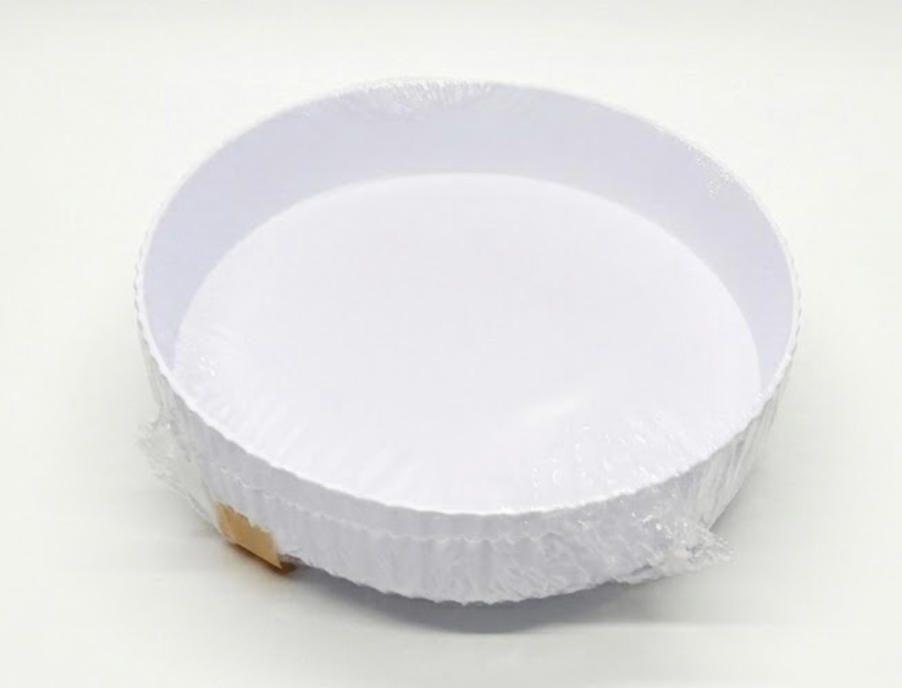 White Corrugated Ribbed/Fluted Round Cake Board & Pastry Tray