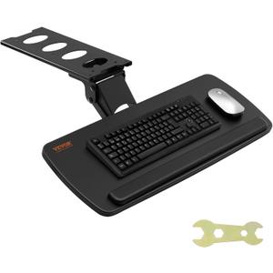 VEVOR Under-Desk Keyboard Tray, Adjustable for Height and Tilt, Slide-Out Design, Spacious 25x9.8 Inch Surface, Ideal for Home and Office Use