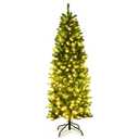 6-ft Pre-lit Pencil Artificial Christmas Tree with White LED Lights