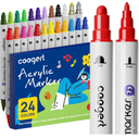 Coogert 24 Paint Pens for Rock, Fabric, Wood, Glass, Craft, Dual Tip Acrylic Paint Markers With Fine-Dot Tip for Canvas,Ceramic, Plastic, Art Painting Supplies Kit