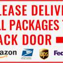 Please Deliver All Packages to Back Door Right Arrow - Bestylez Delivery Sign for Outdoor Use 12" * 8" (148)