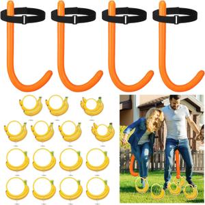 Hiboom Monkey Banana Tail Game, 4 Pack Inflatable Funny Tails Toy with Belt, Score Cards with Stand Clips for Family Party Game Supplies Favor Gifts for Birthday Wedding Baby Shower Summer Party