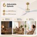 52 Inch Modern White and Gold Ceiling Fans with Lights and Remote