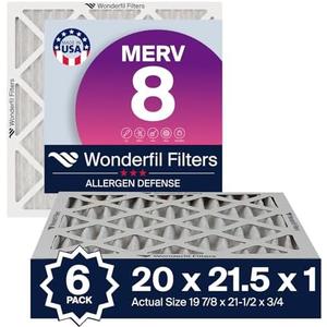 20x21.5x1 MERV 8 (6 Pack) | Wonderfil Filters | Pleated HVAC Design | Perfect Fit for AC & Furnace Systems | Actual Size: 20" x 21.5" x 0.75"