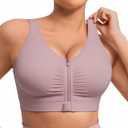 FeelinGirl Zip Front Closure Bras for Women No Underwire Compression Post Surgery Bra with Wide Adjustable Straps M 