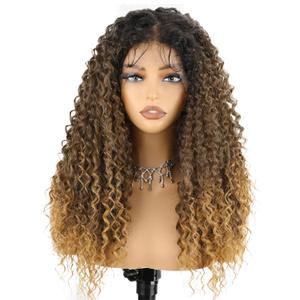 forfeels Ombre Blonde Lace Front Wig 13x4 Synthetic Lace Front wig 24inch Long Curly Deep Wave Wigs for Women Daily Party Use