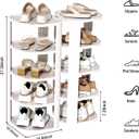 NestOrganix 10 Tier Vertical Shoe Rack, Stackable Narrow Shoe Rack Organizer for Entryway Closet Corner, Free Standing Shoe Rack Tower Shelf, Space Saving, Curved, Off White