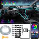 Interior Car LED Strip Lights, RGB 6 in 1 Ambient Lighting Kits with 315 inches Fiber Optic, 16 Million Colors APP Wireless Control Car Neon Lights, with Music Sync Function