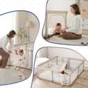 Sweeby Baby Playpen, 71x59 Inch Foldable Playpens for Babies and Toddlers with Gate, Extra Large Playpen with Door Play Yard for Baby Fence Indoor and Outdoor Portable Play Pen, Beige