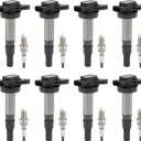 Set of 8 Ignition Coil Pack & Spark Plug Compatible With Jaguar S-Type XF XJ8 XJR XK XK8 XKR Land Rover LR3 Range Rover Sport V8 4.2L Replace# UF519, 4744015, 4526466, AJ83415, AJ87644