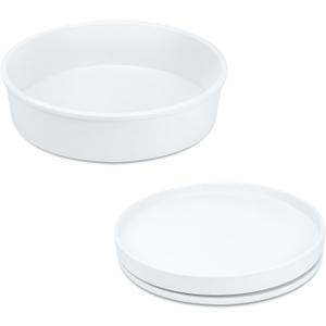 Pantry Organizers and Storage, 1 Set of 9.1 Inch Lazy Susan Organizer and 10 Inch Kitchen Organizers and Storage, Stackable Kitchen Pantry Organizers and Storage for Spice Cans Vegetable White