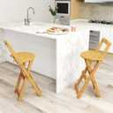 Nisorpa Folding Bar Stool with Backrest Kitchen Counter Height Stool with Back Support Foldable Bamboo Bar Stool Folding Bar Chair for Home Kitchen Island Breakfast No Assembly 1Pack