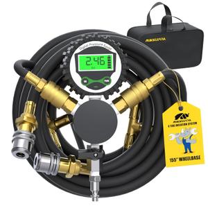 MIKKUPPA 4 Tire Inflation System - 4 Tire Inflation Deflation System, Tire Pressure Equalizer with Quick Coupler Adaptor Closed Flow Air Chuck for Car Trucks Off Road Vehicles Up to 155" Wheelbase